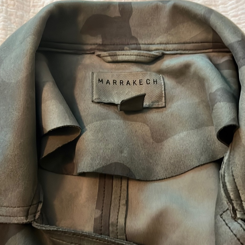 Marrakech Camo Zaharia scuba suede Moto Jacket size small new with tags
